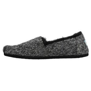 NWT TOMS Belmont Gray and Black Fuzzy Slip one Faux Fur